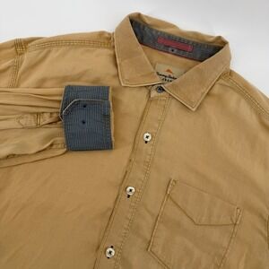 Tommy Bahama Long Sleeve Button Up Shirt Mens Large Tan Cotton Island Crafted